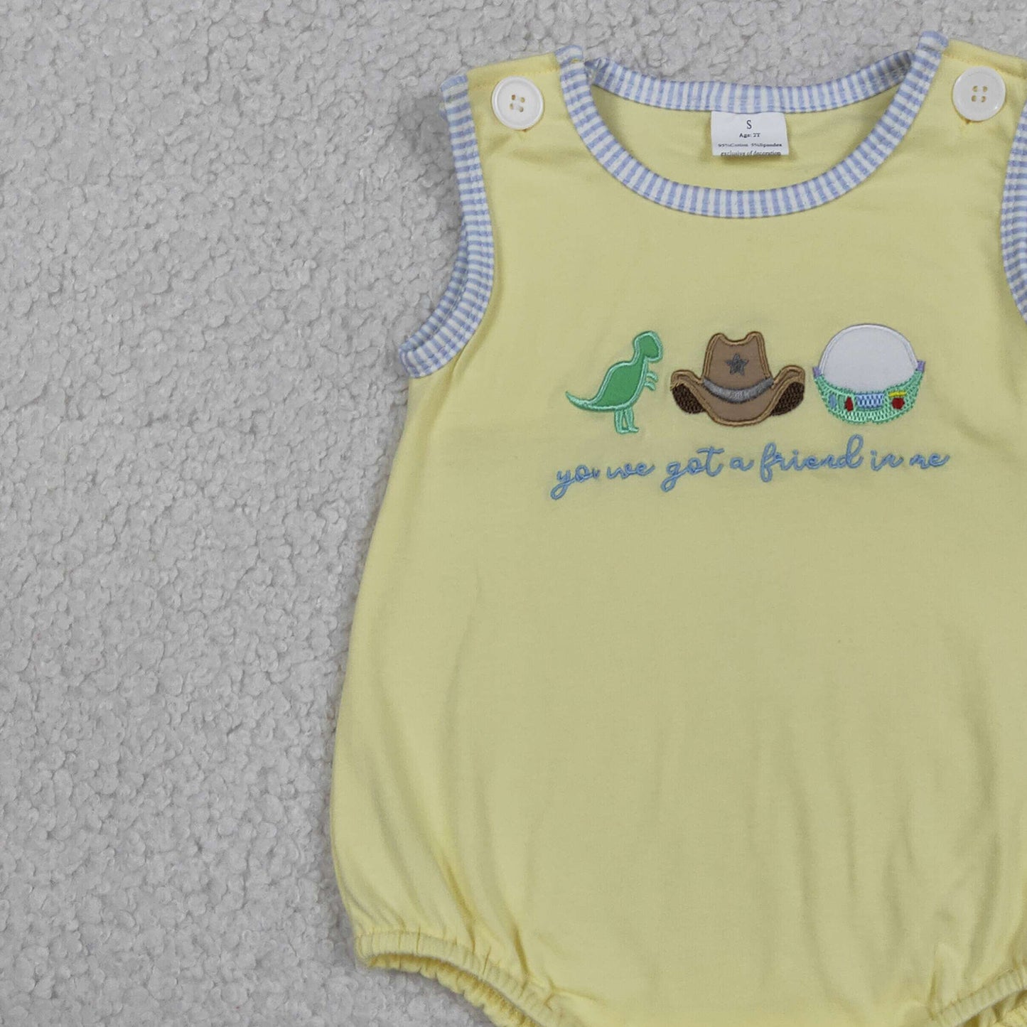 RTS NO MOQ milk silk SR4106 Baby Boys Cute Dinosaurs Got a Friend Hat Embroidery Rompers
