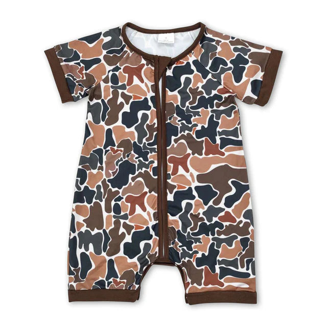 RTS NO MOQ Sibling Baby Infant Boys Western Cowboys Short Sleeve Zip Rompers