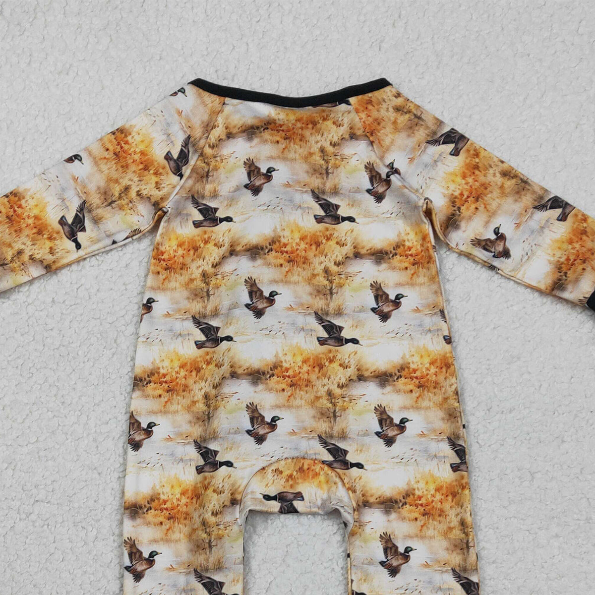 RTS NO MOQ LR2986 Baby Boys Convertible Rompers Ducks Hunting Two-Way Zipper Jumpsuits for Infants