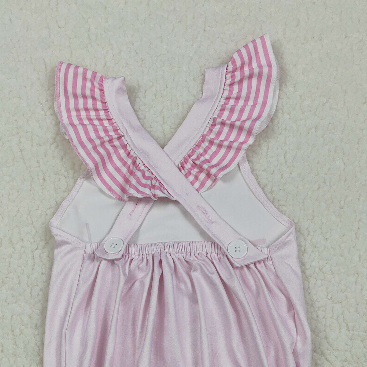 RTS NO MOQ SR3780 Cute Clothes Baby Girls Flutter Sleeve Pink Rompers