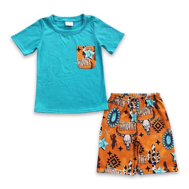 RTS NO MOQ Sibling Baby Boys Animal Pockets Shorts Sets