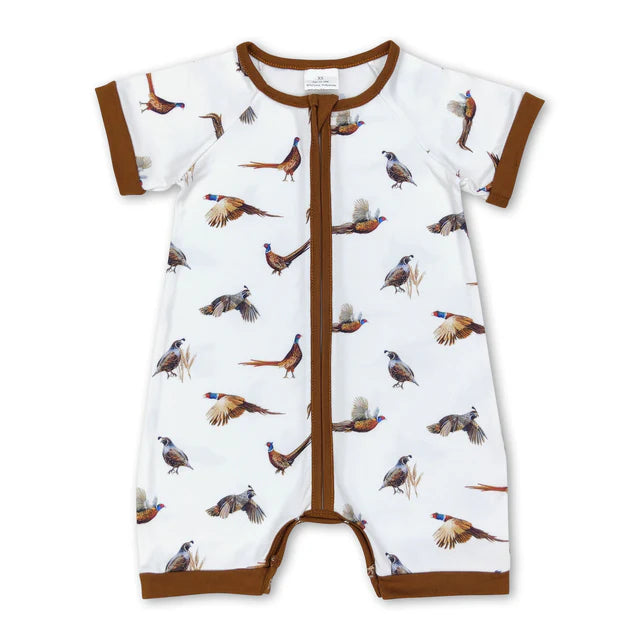 RTS NO MOQ Sibling Baby Infant Boys Western Cowboys Short Sleeve Zip Rompers