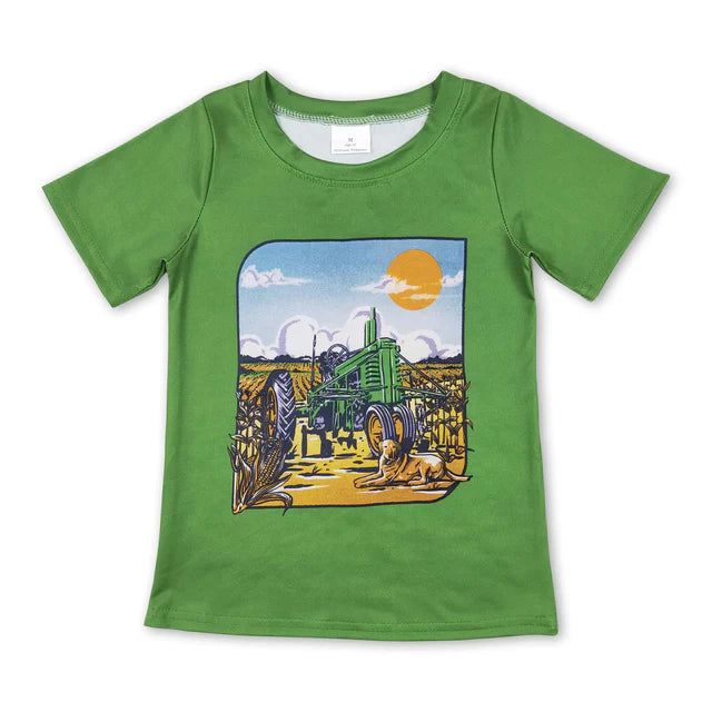 RTS NO MOQ Sibling Baby Boys Brown Hunting Short Sleeve Fishing Tee Shirts Tops