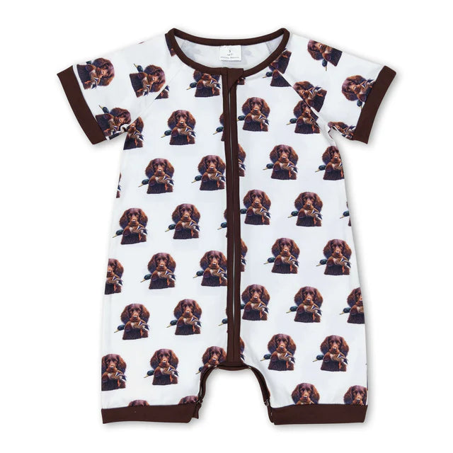 RTS NO MOQ Sibling Baby Infant Boys Western Cowboys Short Sleeve Zip Rompers