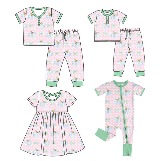 4.26 custom each style moq 5eta 4-6week Sibling Sister pumpkin short sleeve pants sets and adult sets and dress and romper match design