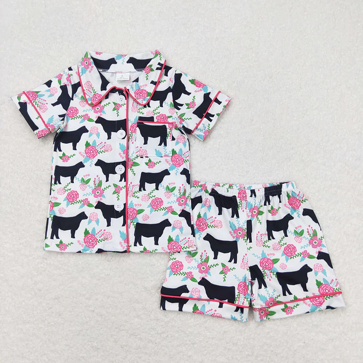 RTS NO MOQ Girls Boys shorts sleeve Clothes pajamas Sets