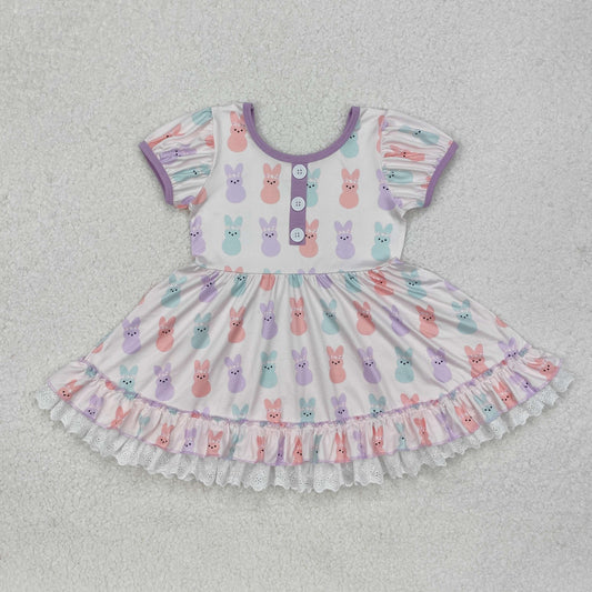 RTS NO MOQ ETA 5/7days Arrived GSD0583 Colorful rabbit lace lace purple long-sleeved dress