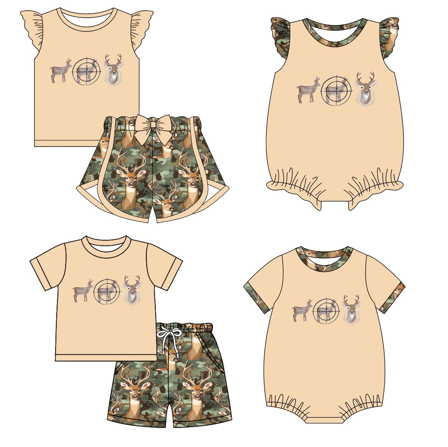 11.26 custom each style moq 5eta 4-6week Sibling Sister deer baby girl short sleeve shorts sets and sets 2 and girls romper and boy romper match design