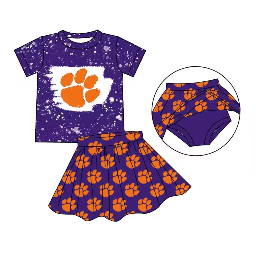 Custom moq 5 mix size milk silk summer teams baby girls clothes purple hooded long sleeve brief sets 2 and skirts sets and tops-25.8.30