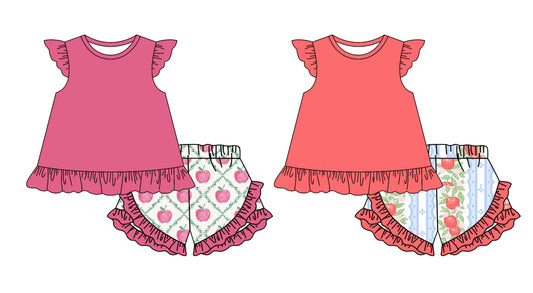 2.10 custom each style moq 5eta 4-6week Sibling Sister baby girls short sleeve shorts sets and set 2 match design