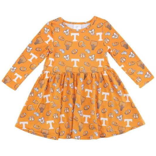 Cmoq 5 tat about 6-8 weeks baby girls clothes team T yellow long sleeve dress