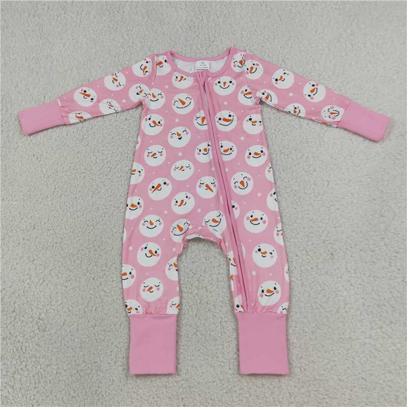 Baby Girls Pink Snowmen Collection - Top Pants Set & Zipper Romper