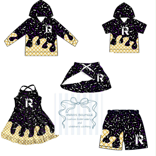 Custom moq 5 mix size milk silk Ice cream polka  summer clothes
