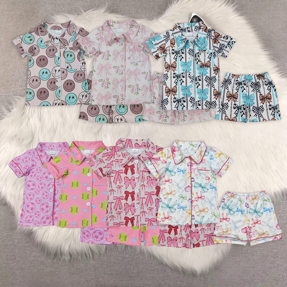 RTS NO MOQ Baby girl clothes Short Sleeve shorts pajamas Suit