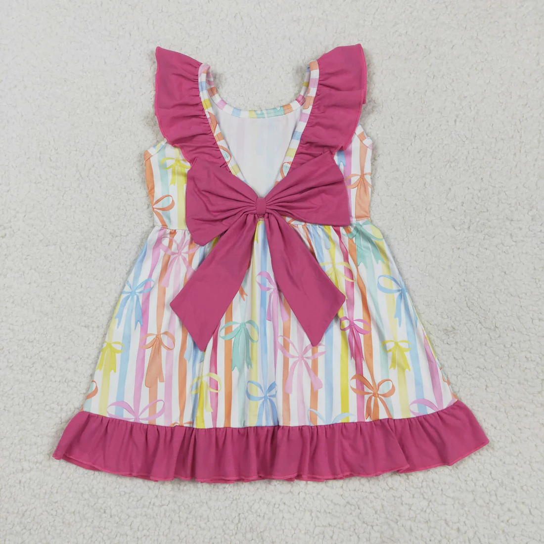 RTS NO MOQ Sibling baby girl clothes floral bow flying sleeve dresses