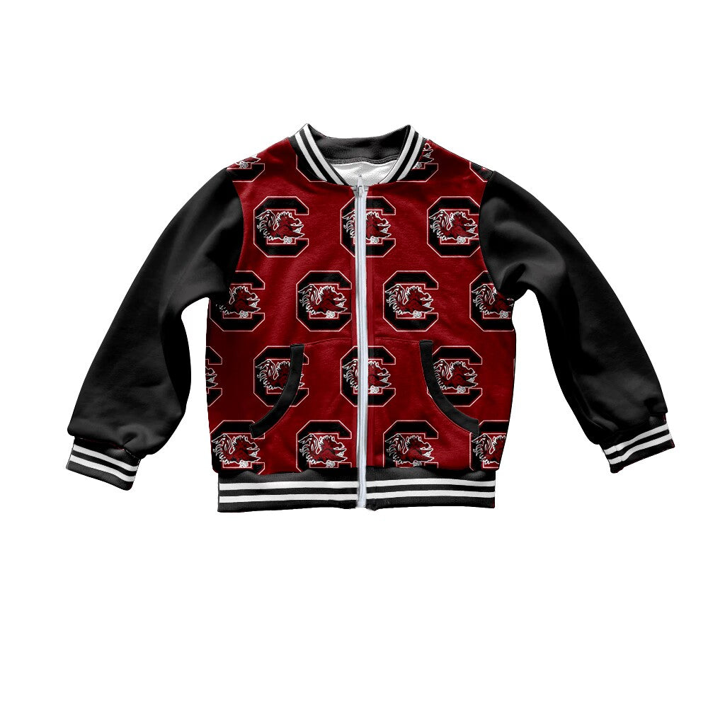 custom moq 5 tat about 4-6 weeks Boys brick red and black Zipper Cotton Milk Silk Jacket Pullover