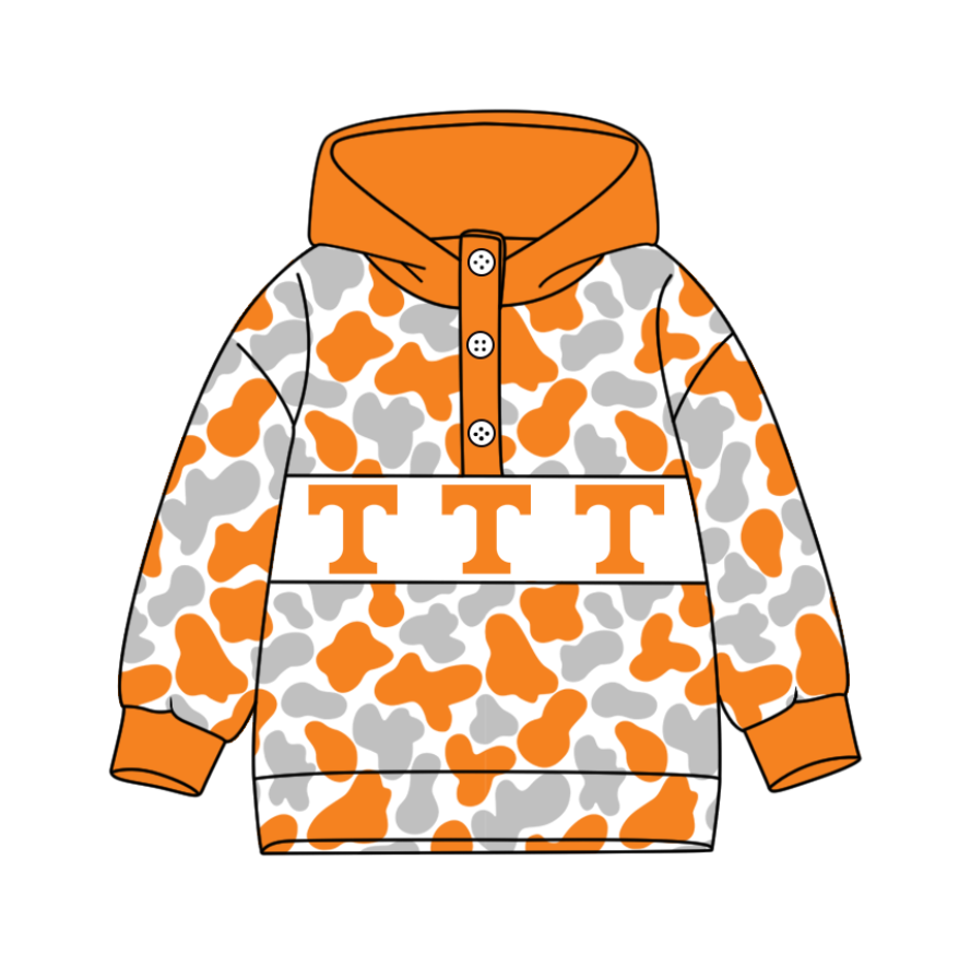 1-Custom moq 8 mix size milk silk summer team baby boy clothes orange hooded long sleeve top-25.10.9