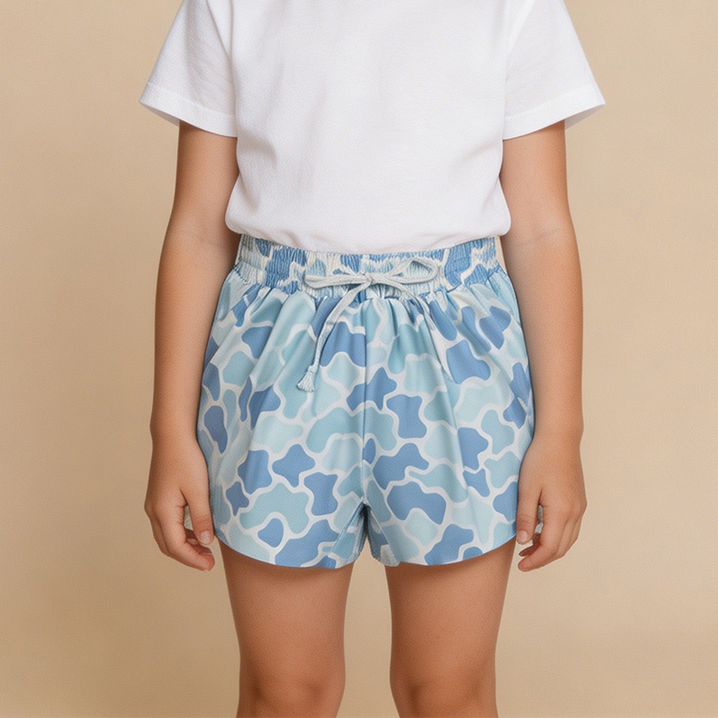 RTS NO MOQ yoga fabric SS0769 Adult Women Southern Camo Light Blue High Waist Yoga Shorts