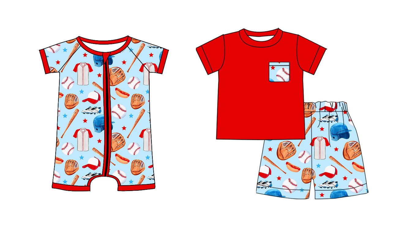 25.12.26 custom each style moq 5 eta 6-8week Sibling Sister baseball baby boy short sleeve shorts sets and romper match design