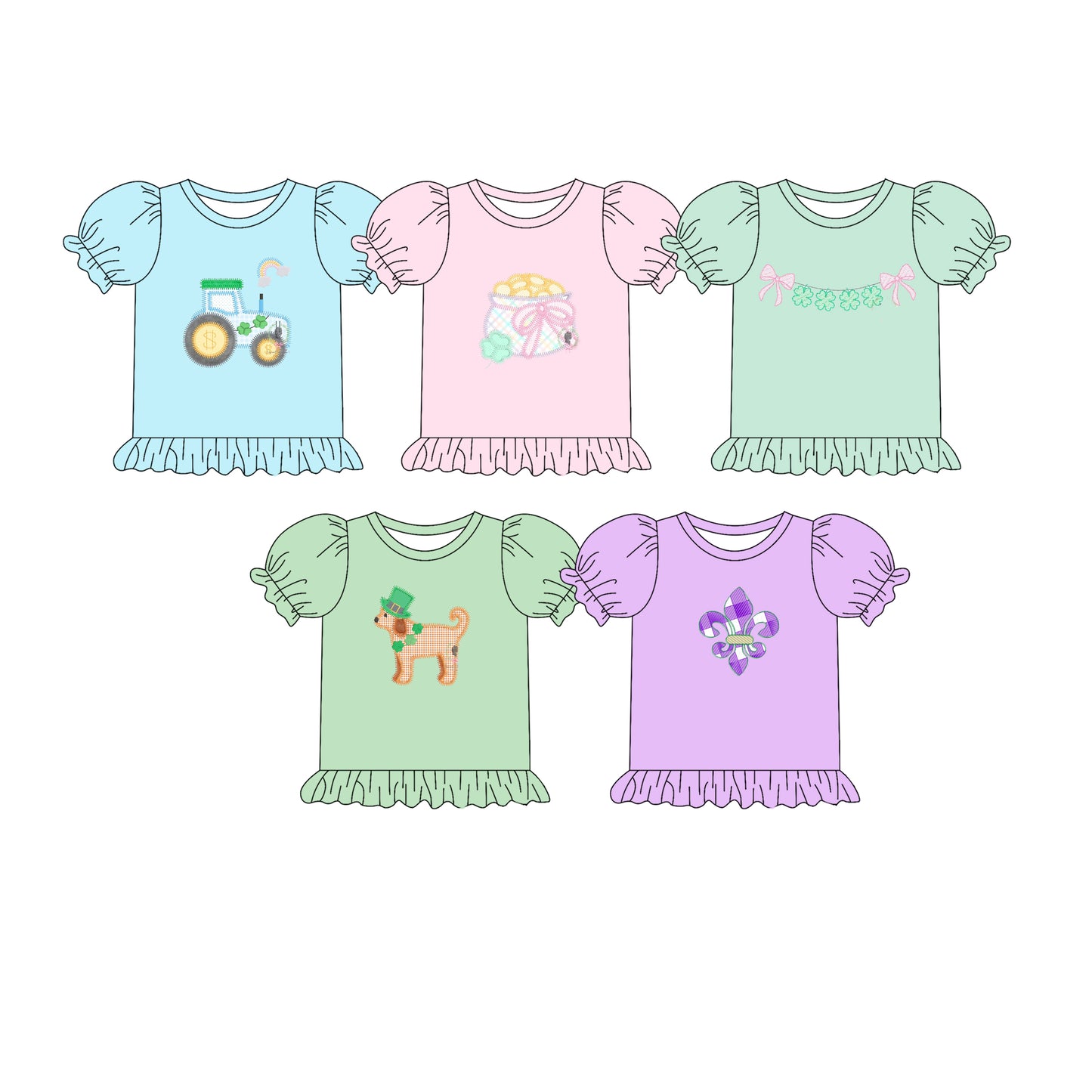 25.11.11 custom each style moq 5 eta 6-8week Sibling Sisters baby girl short sleeve top 5 match family design
