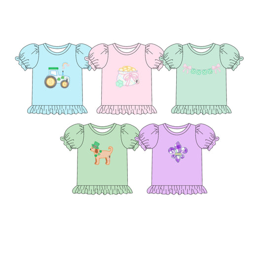 25.11.11 custom each style moq 5 eta 6-8week Sibling Sisters baby girl short sleeve top 5 match family design