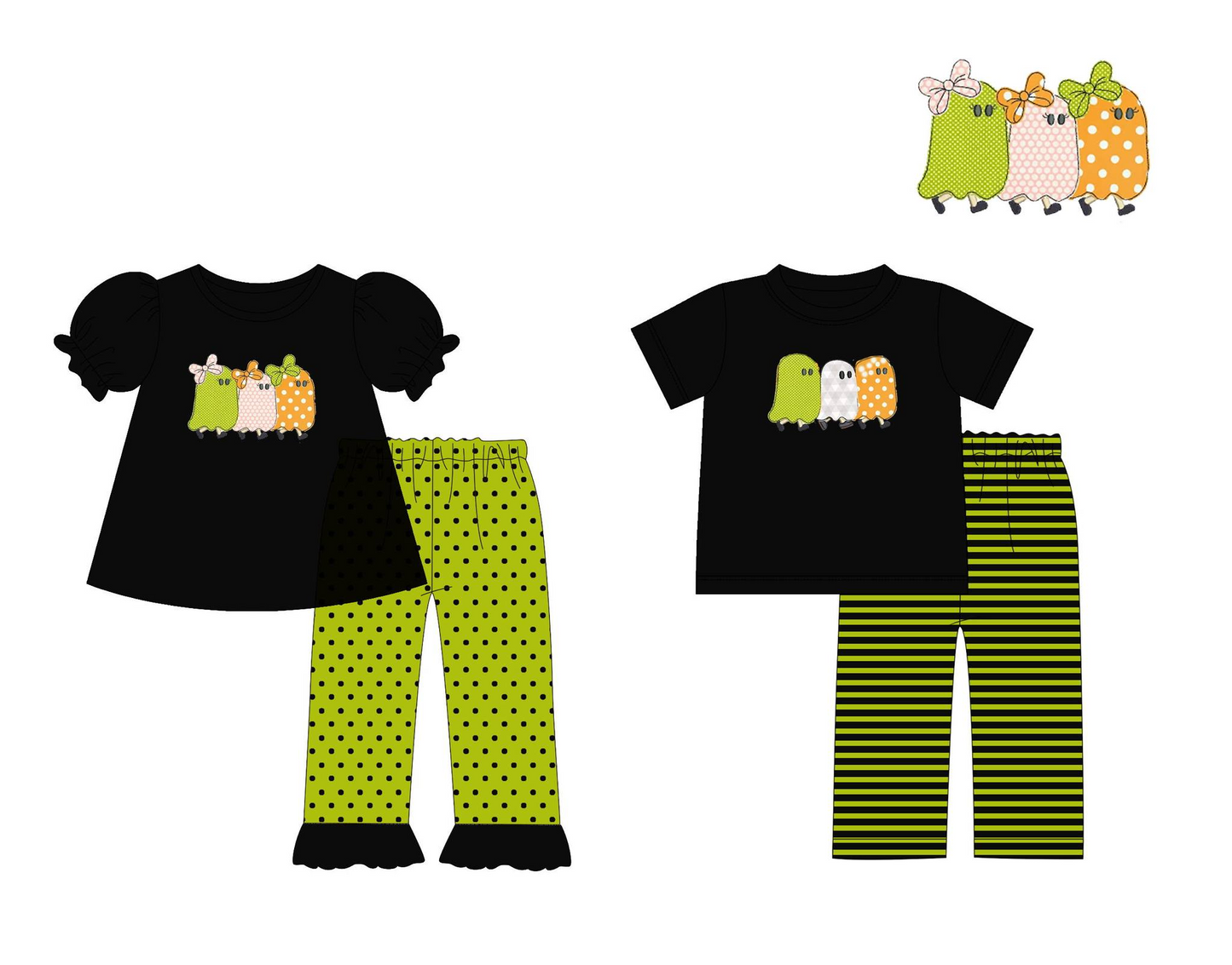 5.20custom each style moq 5eta 4-5week Sibling Sistercartoon print black long sleeve set match family design