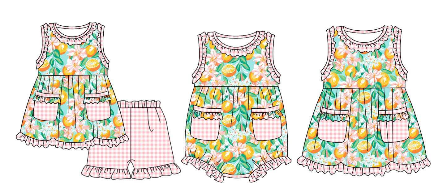 11.13 custom each style moq 5eta 4-6week Sibling Sister MAMA GIRL lemon baby girl short sleeve shorts sets and dress and rompers match family design