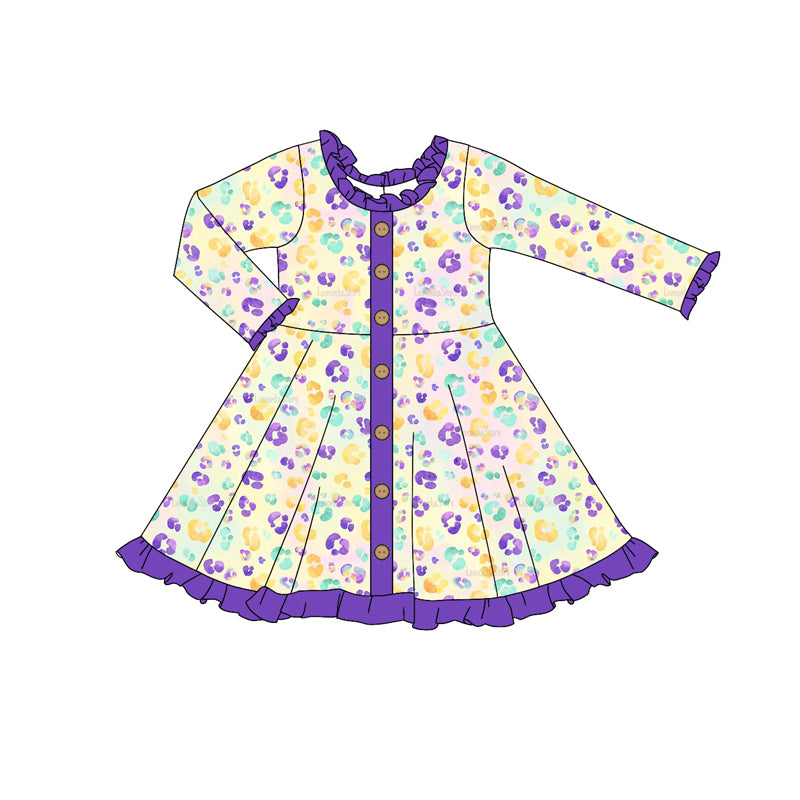 9.12 custom each style moq 5eta 4-6week Sibling Sister leopard purple baby girl dress and rompers match family design