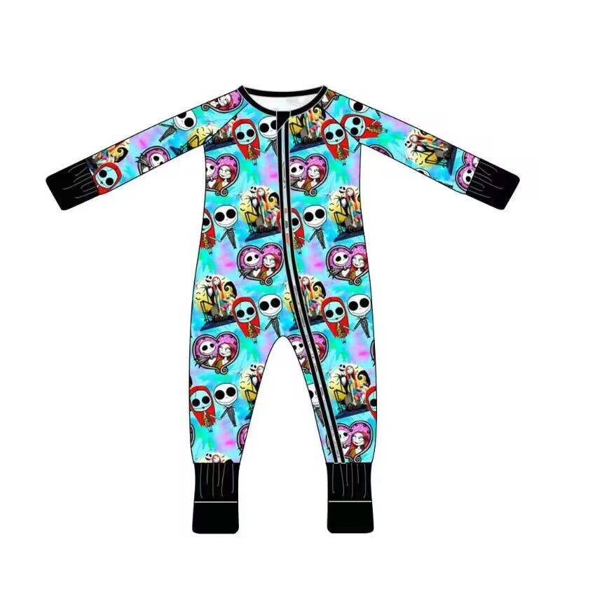 5.9custom each style moq 5eta 4-5week Sibling Sister Halloween style prints blue girls and boys outfits and baby rompers match family design