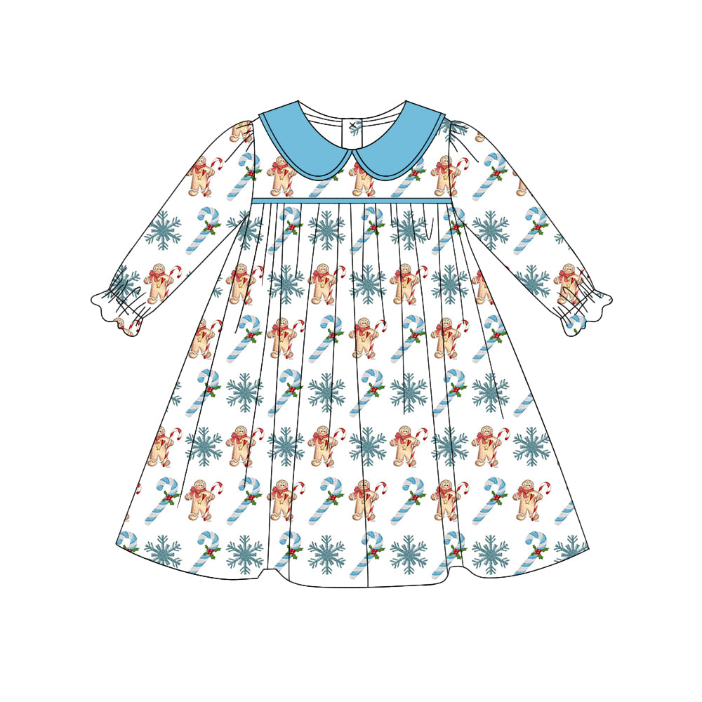 6.27 custom each style moq 5eta 4-6week Sibling Sister Christmas blue baby girls sets and dress match family design