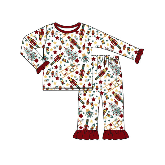 7.9 custom each style moq 5eta 4-6week Sibling Sister Christmas red baby girls sets and rompers match family design