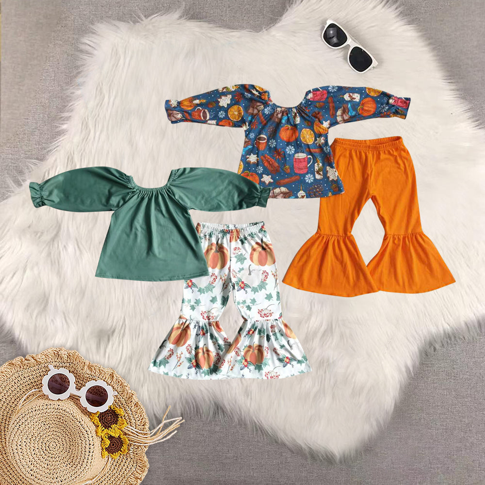 RTS Sibling baby girls clothes halloween embroidery long Sleeve pants sets