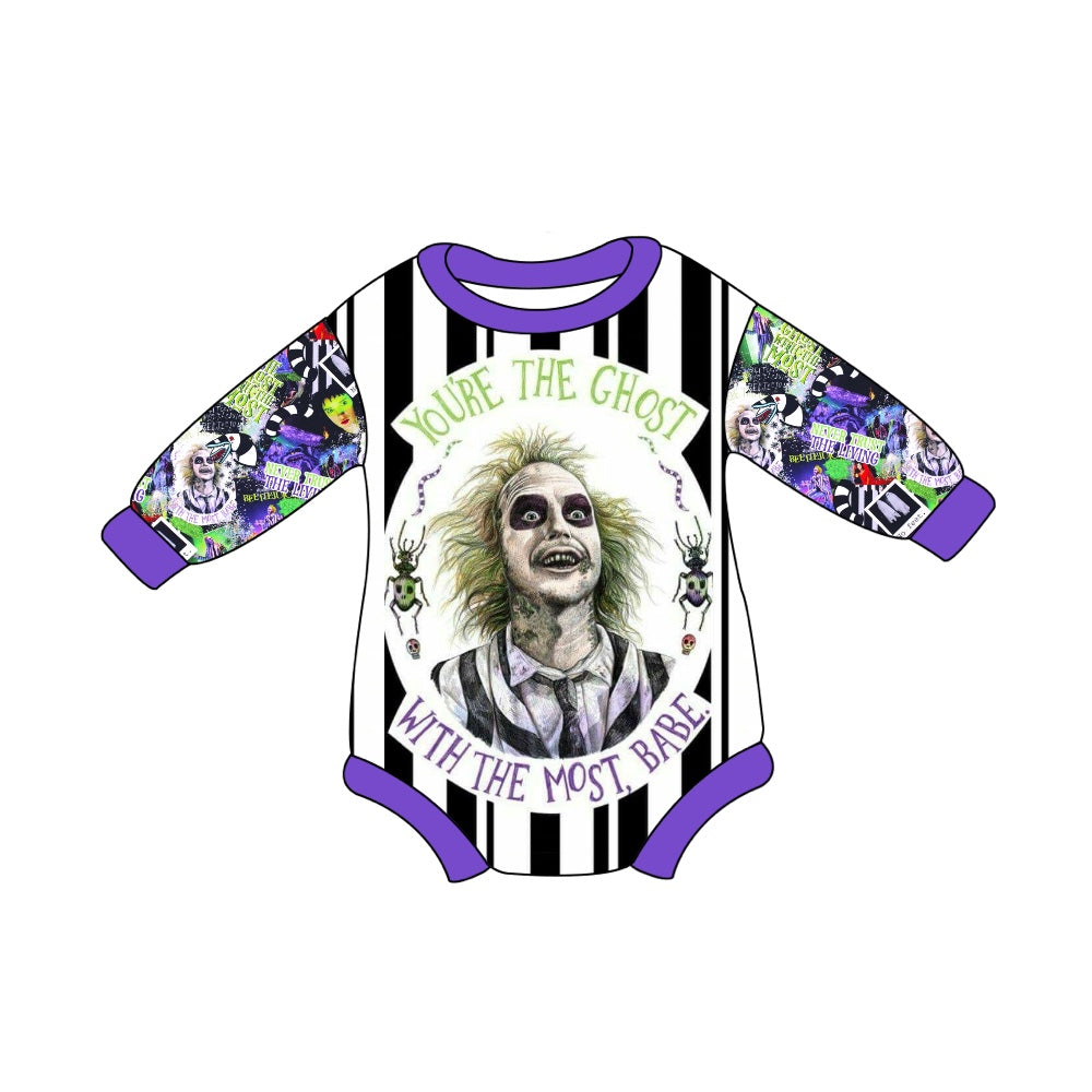 8.1 custom each style moq 5eta 4-6week baby girls clothes you're the ghost long sleeve rompers