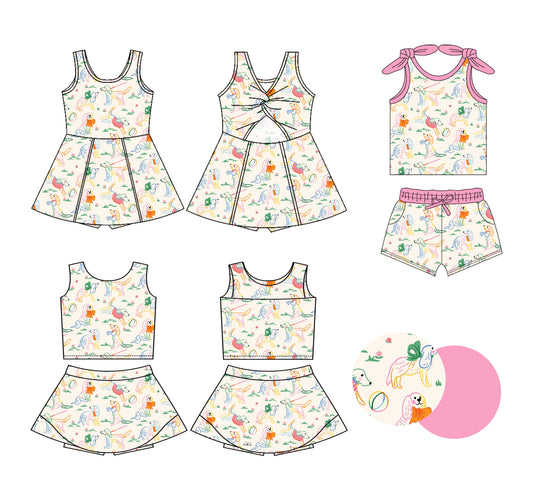 25.6.25 custom each style moq 5eta 4-6week Sibling Sister dog baby girl short sleeve shorts sets and skirts sets and dress match design