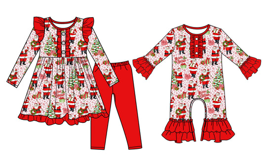 25.7.1 custom each style moq 5eta 4-6week Sibling Sisters Christmas red baby girl long sleeve pants sets and rompers match family design