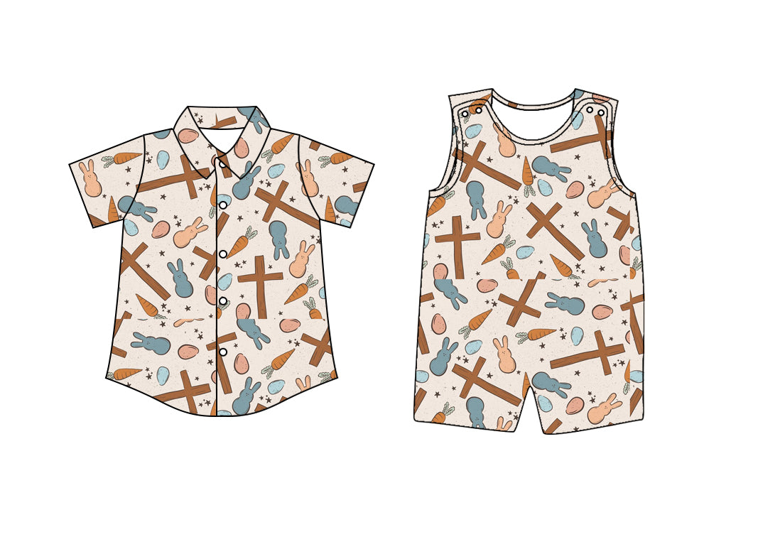12.27 custom each style moq 5eta 4-6week Sibling Sister easter baby boy romper and top match design