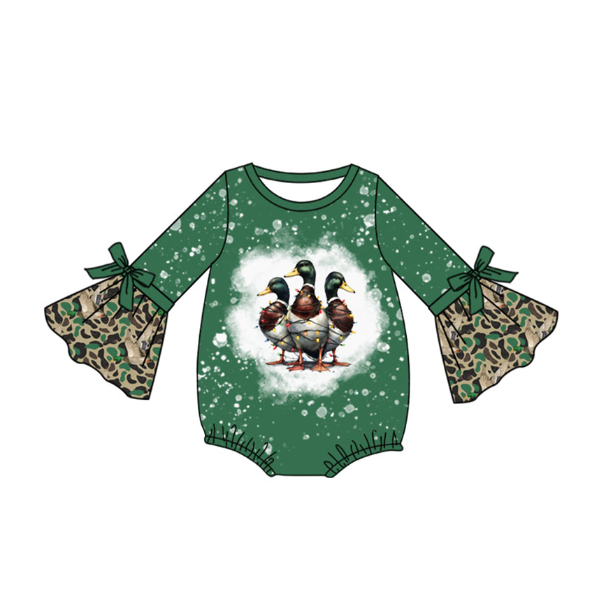 8.30 custom each style moq 5eta 4-6week Sibling Sister ducks green baby girls sets and rompers match family design