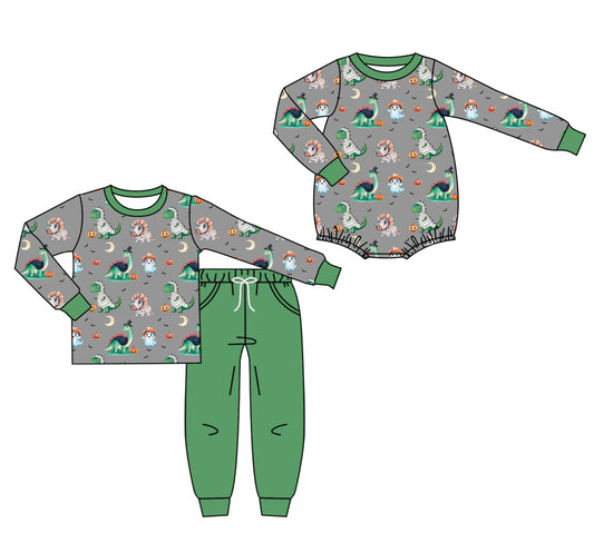 25.7.16 custom each style moq 5eta 4-6week Sibling Sister dinosaur baby boy long sleeve pants sets and rompers match family design