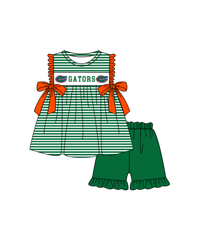 Custom moq 5 mix size milk silk summer teams baby girl boys clothes green short sleeve shorts sets 2 and brief sets and dress and rompers 2 series
