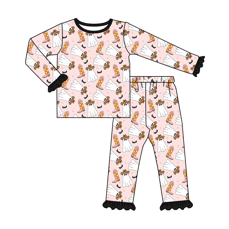 5.22 custom each style moq 5eta 4-5week Sibling Sister Halloween ghost boots boys and girls outfits and baby romper match pajamas family design