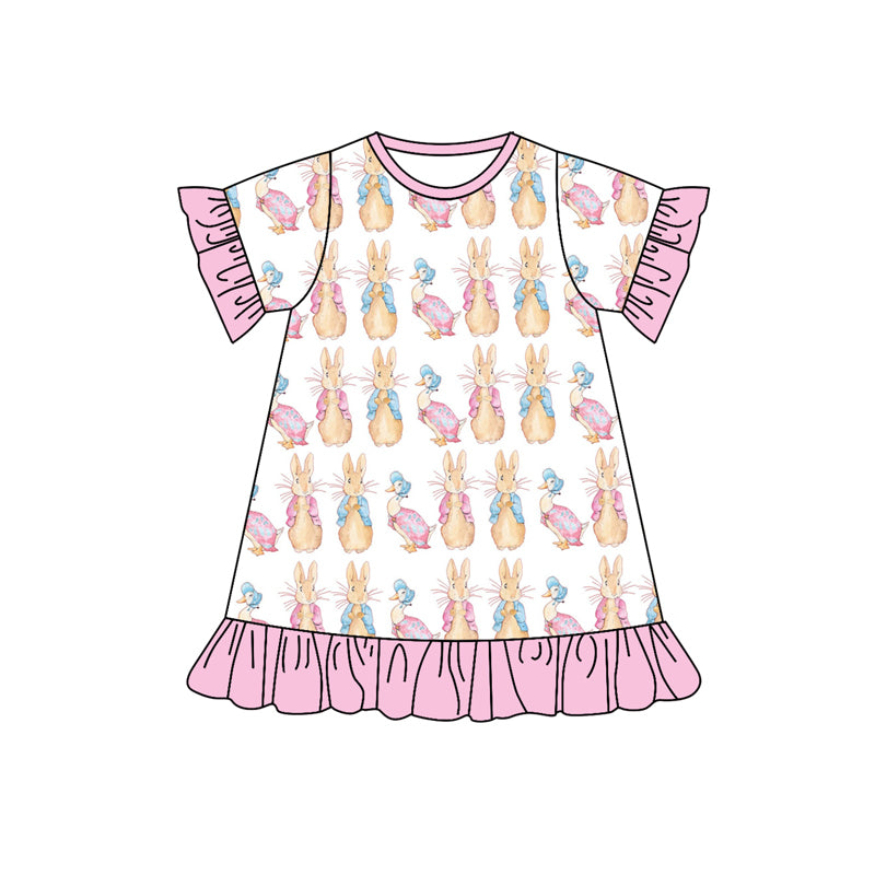 10.11 custom each style moq 5eta 4-6week Sibling Sister easter rabbit pink baby girl sets and dress and rompers match family design