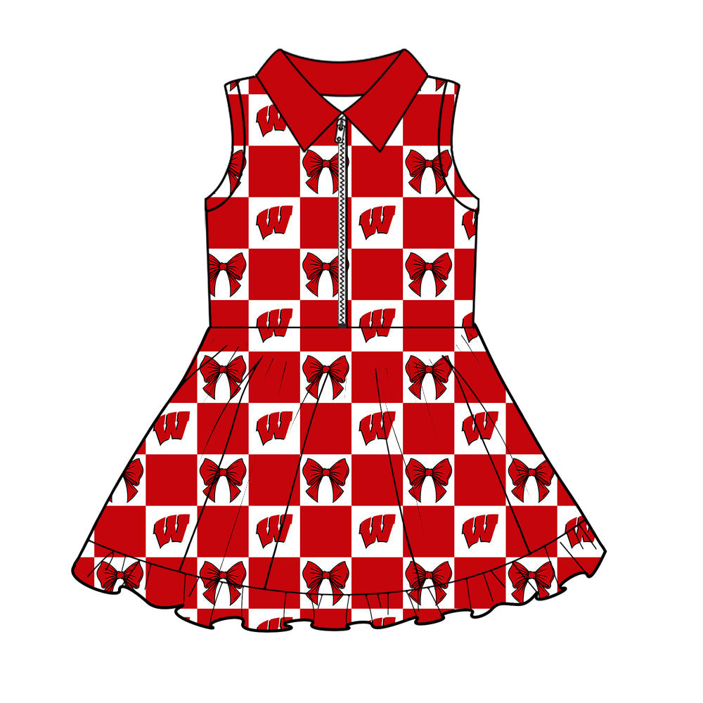 Custom moq 3 or 5 mix size milk silk summer teams baby girl clothes bow red sleeveless dress-26.1.23