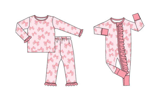 25.9.20 custom each style moq 8 eta 6-8week Sibling Sisters bow baby girl clothes long sleeve pants sets and romper match family design