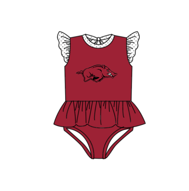 Custom moq 5 mix size milk silk summer teams baby girl boys clothes Red Two-Piece Swimsuit Set One Piece Swimsuits boy swim trunks