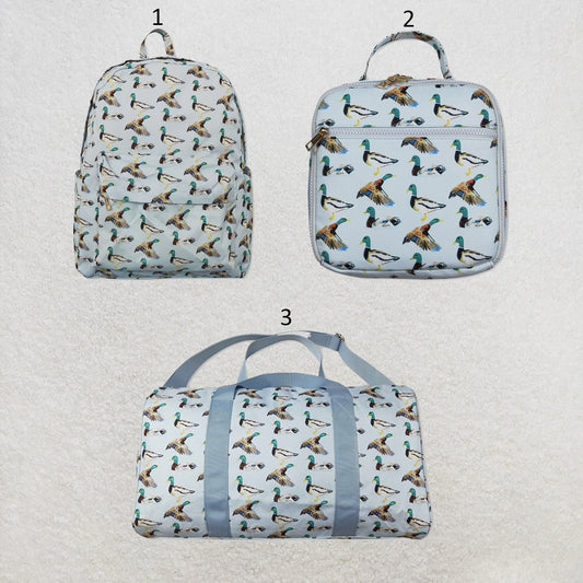RTS NO MOQ Sibling Bags Baby Kids Blue Duck Print Large Capacity Zipper Duffle Gym Travel Bags