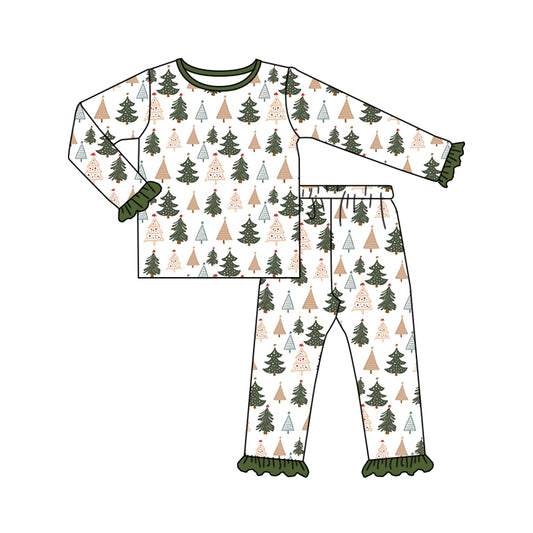 5.23 custom each style moq 5eta 4-5week Sibling Sister Christmas trees girls outfits and dress match family design