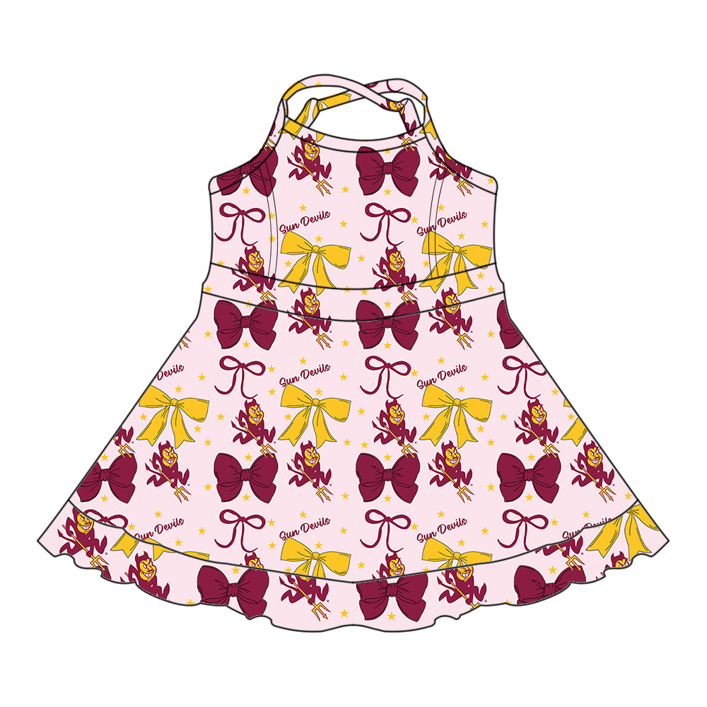 Custom moq 5 mix size milk silk summer teams baby girls clothes team bow sleeveless skirts sets and dress 1 and dress 2 and dress 3-25.6.24