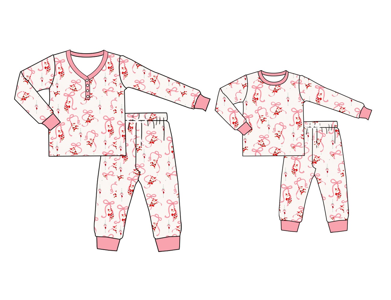 25.5.16 custom each style moq 5eta 4-6week Sibling Sister Christmas bow long sleeve pants sets and adult sets match design
