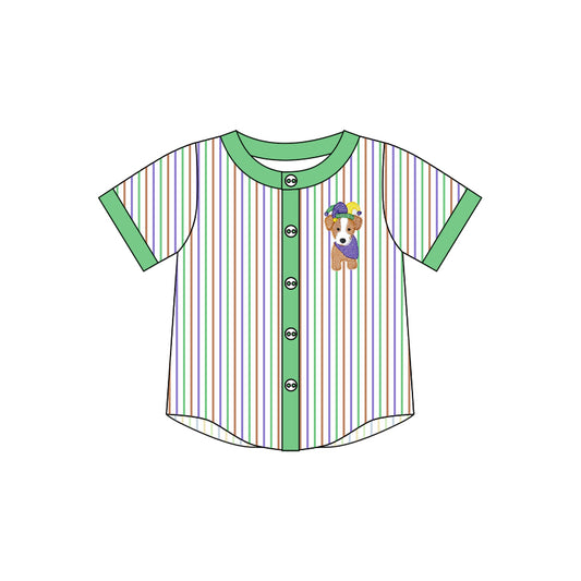 10.9 custom each style moq 5 eta 4-6week baby girls clothes MARDI GRAS striped short sleeve top