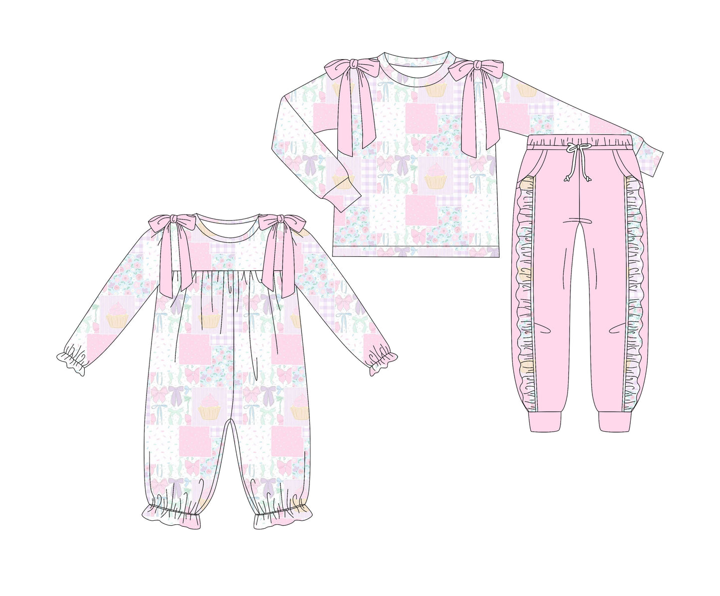 25.9.30 custom each style moq 8 eta 6-8week Sibling Sisters bow floral baby girl clothes long sleeve pants sets and romper match family design